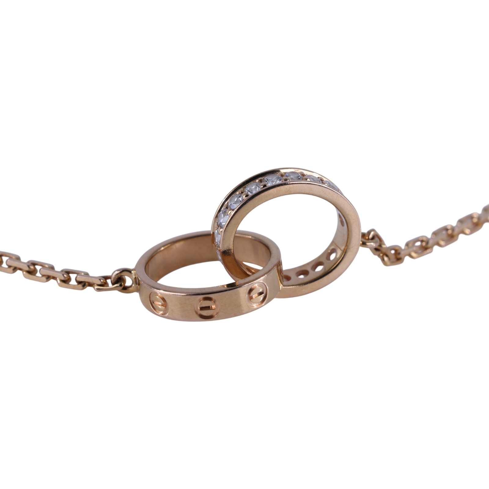 卡地亞 CARTIER Love  吊墜 半鋪鑲鑽石 B7013900 18KPG LOVE 半鋪鑲鑽石項鍊 原廠盒子2/保證卡