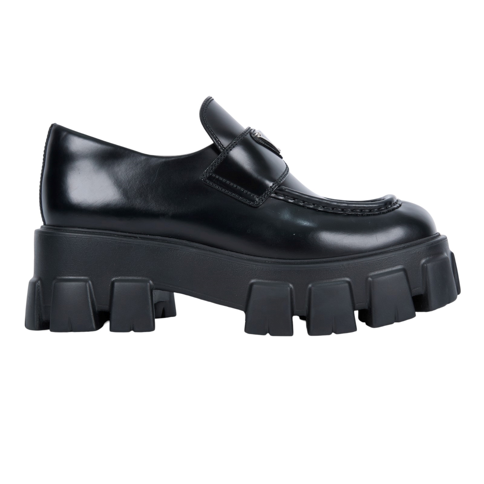 普拉達 PRADA Monolith 亮面 牛津鞋 1D663M_055_38 黑皮鞋 無附屬品