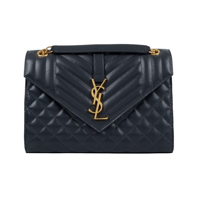 聖羅蘭 YSL SAINT LAURENT Envolpe 信封袋 肩背包 中型 金色五金 487206BOW01 深灰金ENVELOPE信封包 防塵袋