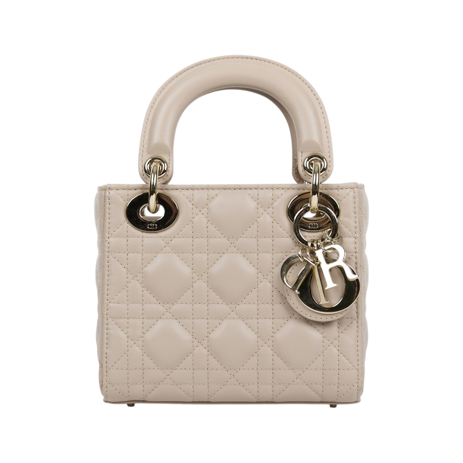 迪奧 CHRISTIAN DIOR Lady Dior 迷你 手提 肩背包 羊皮 M0505ONGE 藕粉LADY DIOR 3X3 原廠盒子/背帶