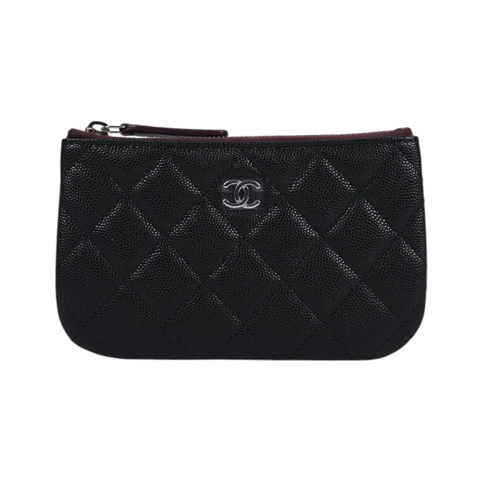 香奈兒 CHANEL 經典 拉鍊 隨身包 小型 AP4020 晶片款 黑銀荔枝一字拉錢包 原廠盒子/防塵袋/購買證明影本