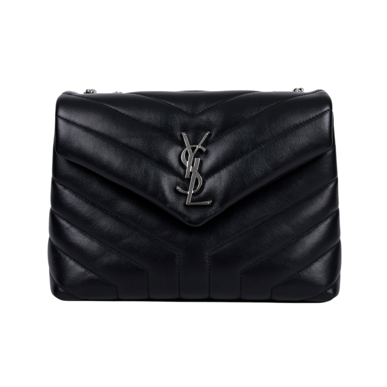 聖羅蘭 YSL SAINT LAURENT Loulou 絎縫 小牛皮 TOY 小型 手袋  肩背 斜背包 銀色五金 494699DV726  防塵袋