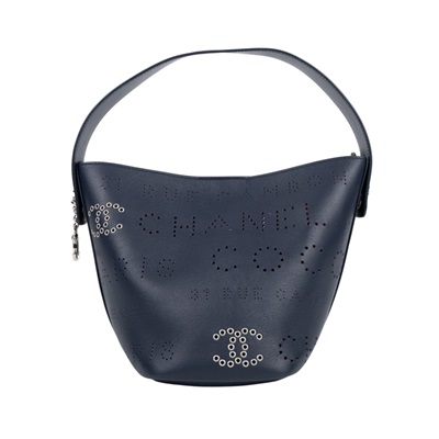 香奈兒 CHANEL 19P 水桶包 肩背包 手提包 AS0304 深藍洞洞菜籃包 無附屬品