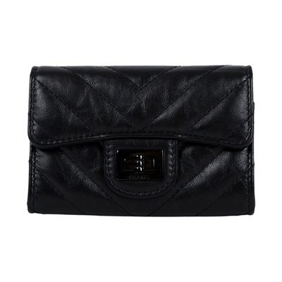 香奈兒 CHANEL SO BLACK 山形紋 2.55 卡包 錢包 A80831 SO BLACK 2.55卡包 無附屬品