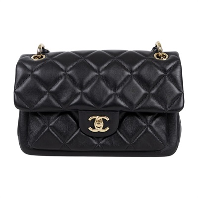 香奈兒 CHANEL CF 口蓋包 菱格紋 皮穿鍊 肩背包  晶片款 黑金雙C多層單肩鍊包 無附屬品