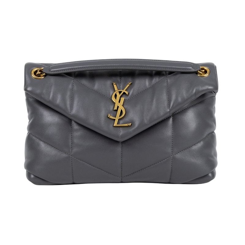 聖羅蘭 YSL SAINT LAURENT Puffer 絎縫納帕皮包 小型 5774761EL07 灰LOULOU PUFFER 無附屬品