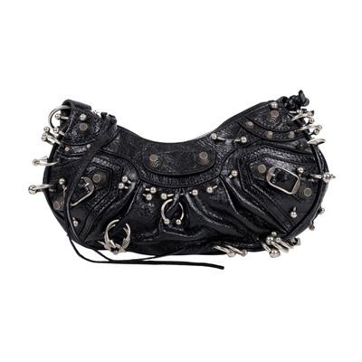 巴黎世家 BALENCIAGA Le cagole XS 半月 可頌包 6713091VG9Y 黑鉚釘NEO CAGOLE 防塵袋/鏡子