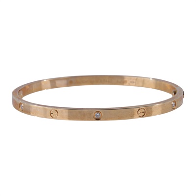 卡地亞 CARTIER Love 手環 小型款 6顆鑽石 B6047216 6P YG LOVE 手環#16 原廠盒子/購買證明/保證卡/工具