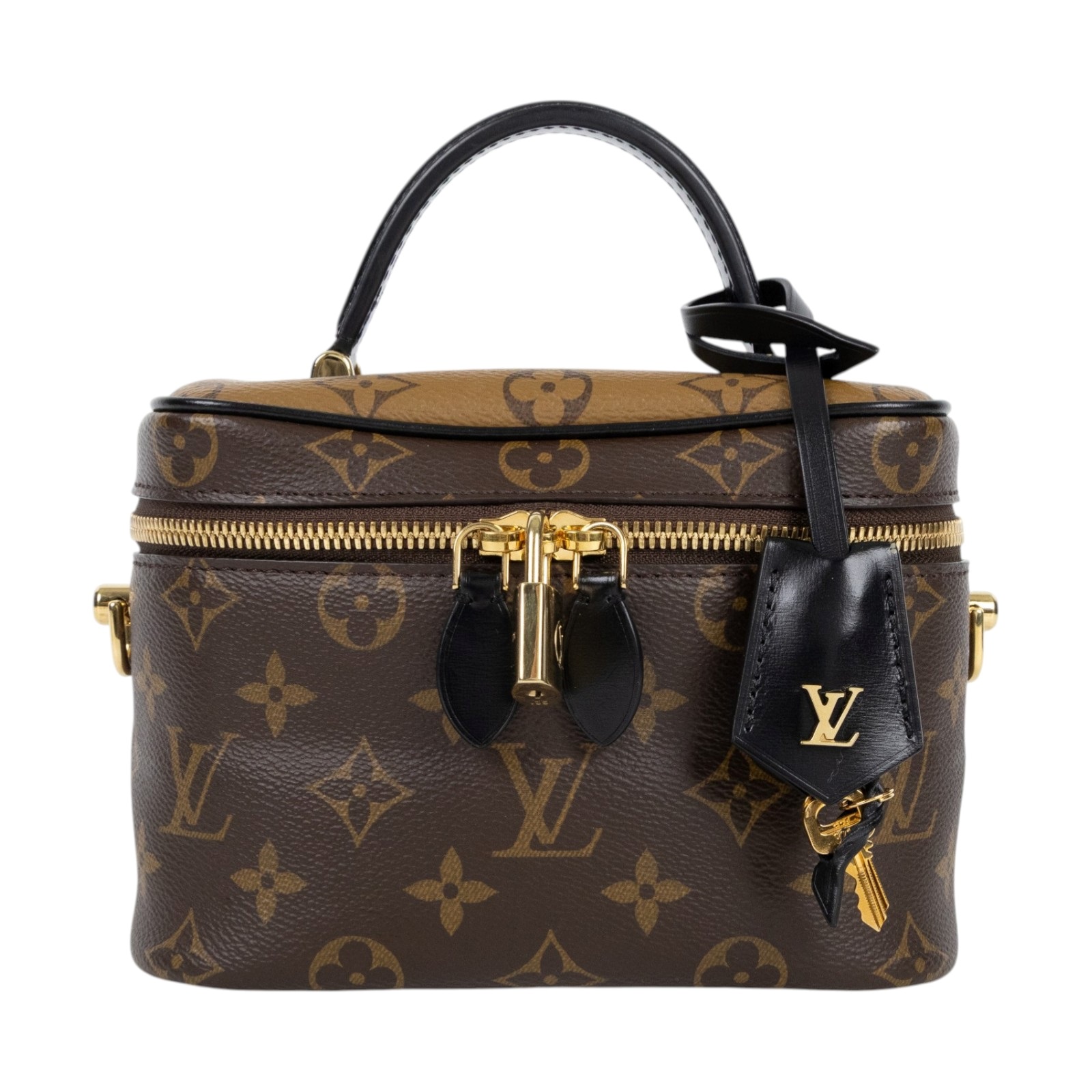路易威登 LOUIS VUITTON Vanity PM 手提 斜背 化妝箱 M45165 晶片款 原花VANITY PM 背帶/鎖組