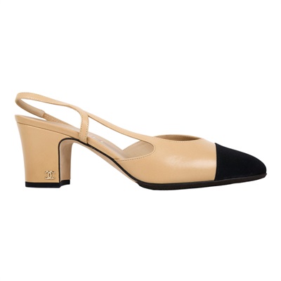 香奈兒 CHANEL 後繫帶 跟鞋 G31318_39 奶茶後繫帶粗跟鞋 #39 原廠盒子/防塵袋2