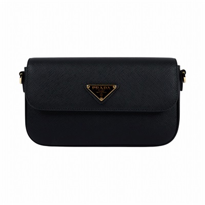 普拉達 PRADA SAFFIANO 肩背包 斜背包 1BD356_NZV 黑金SAFFIANO 肩背包 2WAY 原廠盒子/防塵袋/背帶2