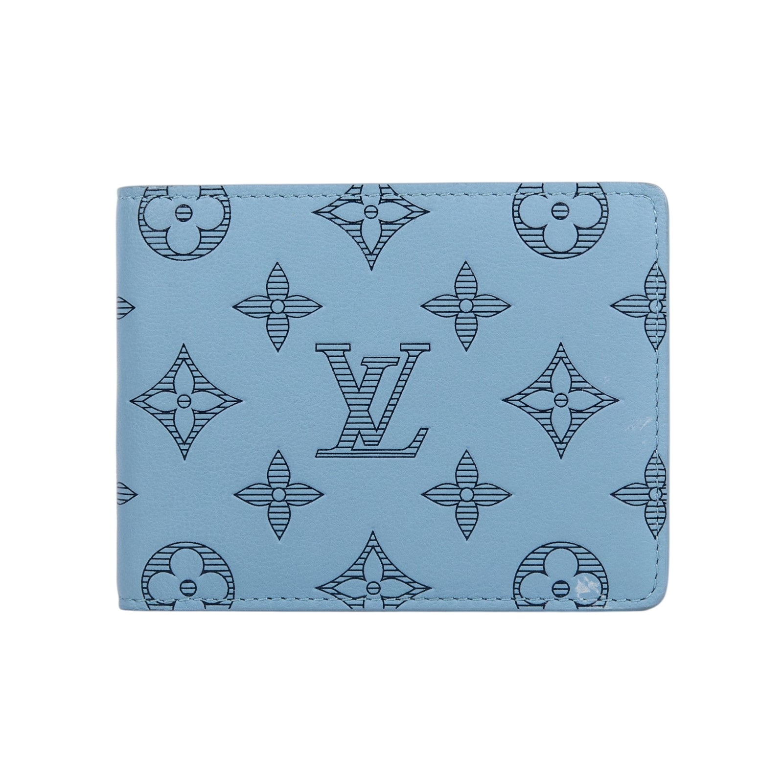 路易威登 LOUIS VUITTON Multiple 短夾 錢包 M14802 晶片款 天空藍Multiple 短夾 無附屬品