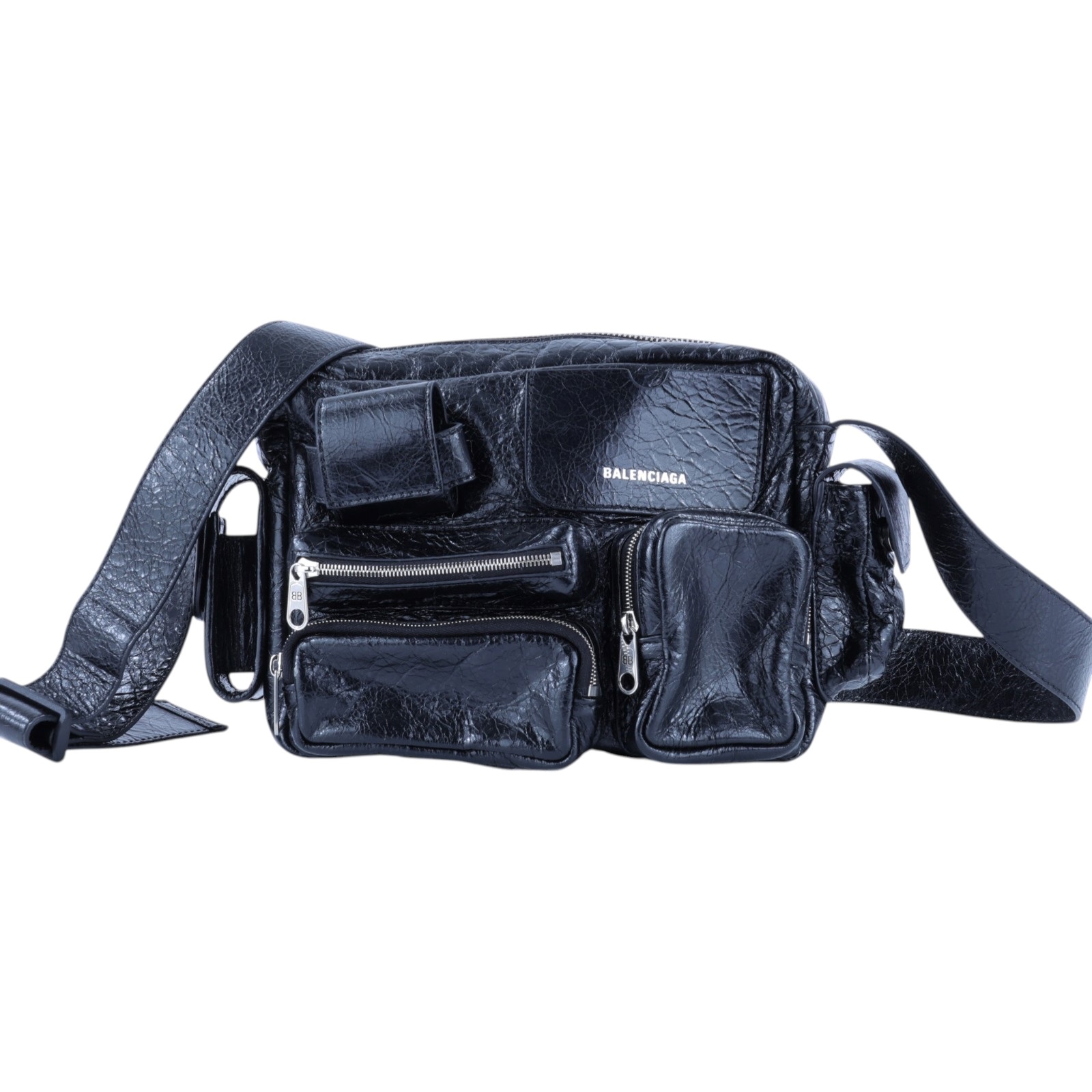 巴黎世家BALENCIAGA Superbusy 相機包829068210C8 黑銀SUPERBUSY肩背包