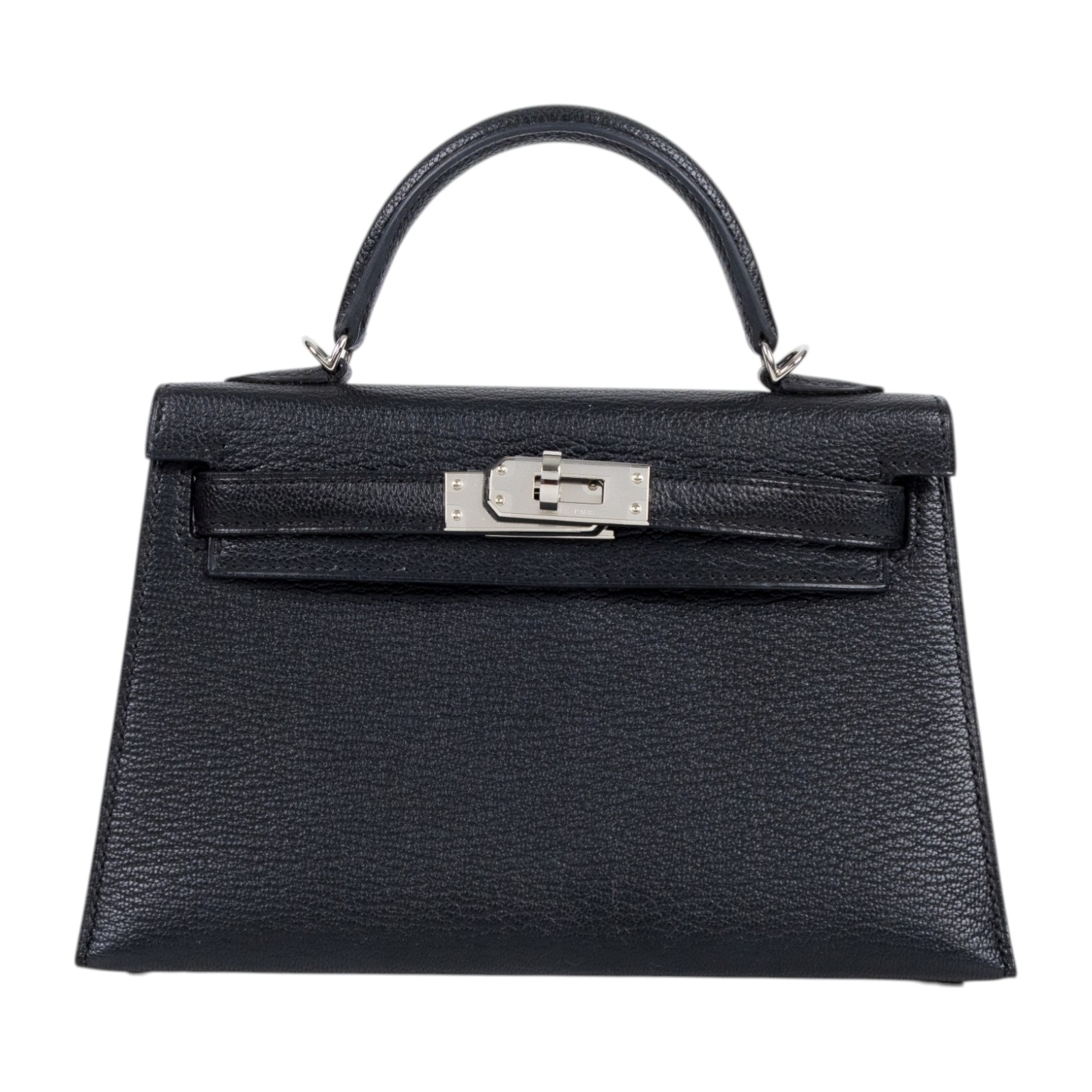 愛馬仕 Hermes Kelly Bag 凱莉包 mini II 銀色五金 黑色 深藍 H547404CZ00 /W TI 178 DY  原廠盒子/防塵袋/背帶