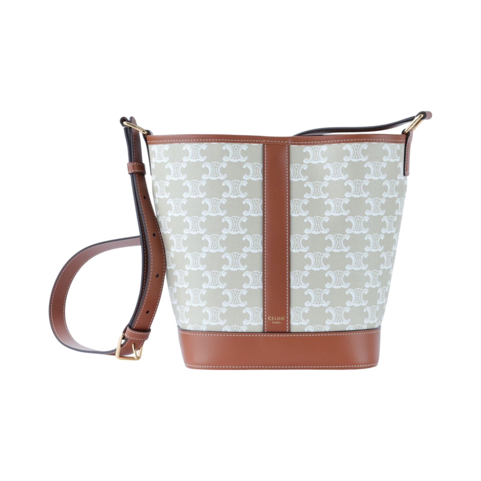 思琳 CELINE Triomphe帆布 小型 Bucket 肩背 水桶包 191442CAS 米棕TRIOMPHE BUCKET  SMALL 防塵袋