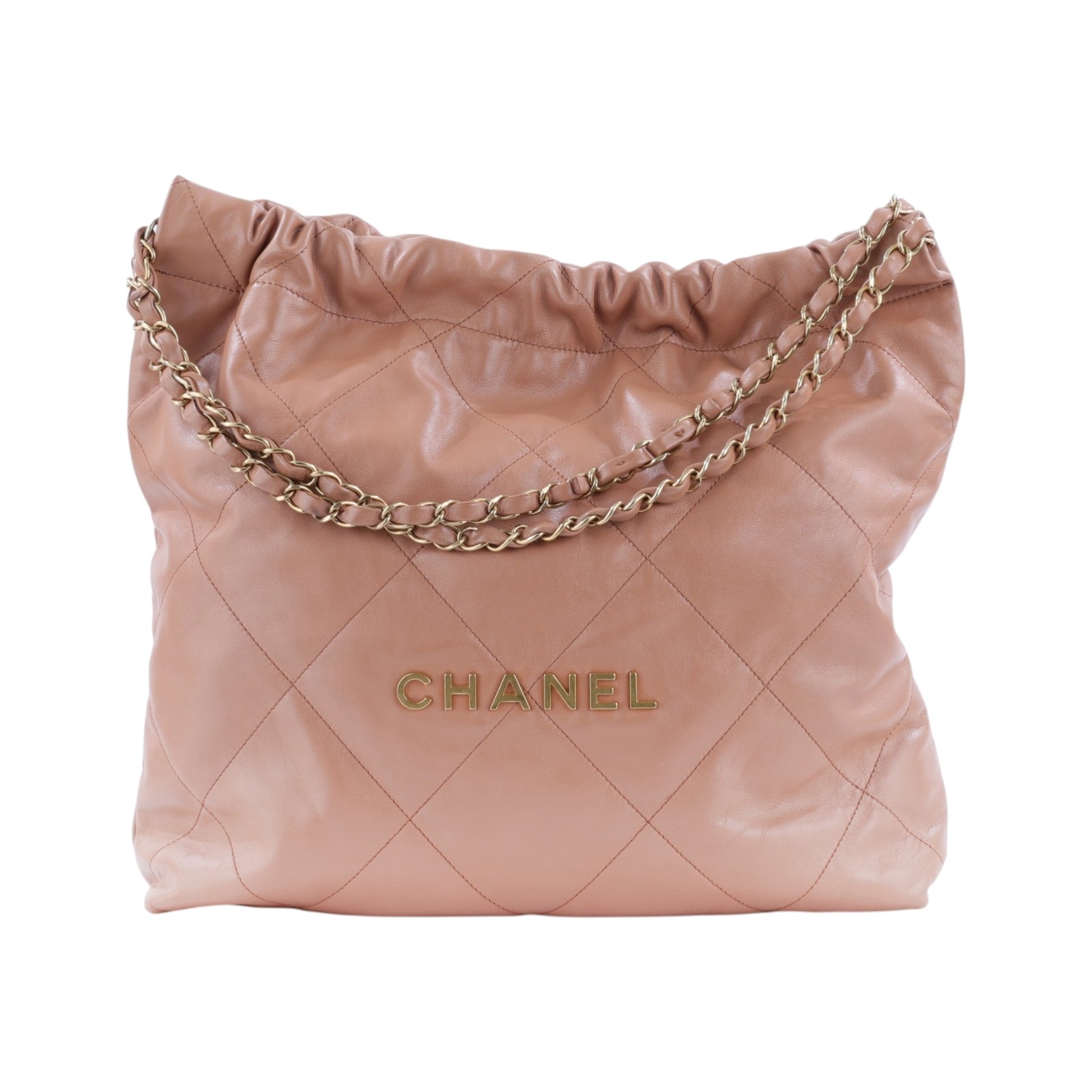 香奈兒 CHANEL 22 中型 束口包 AS3261 晶片款 奶茶金釦22包 中號 防塵袋/內袋