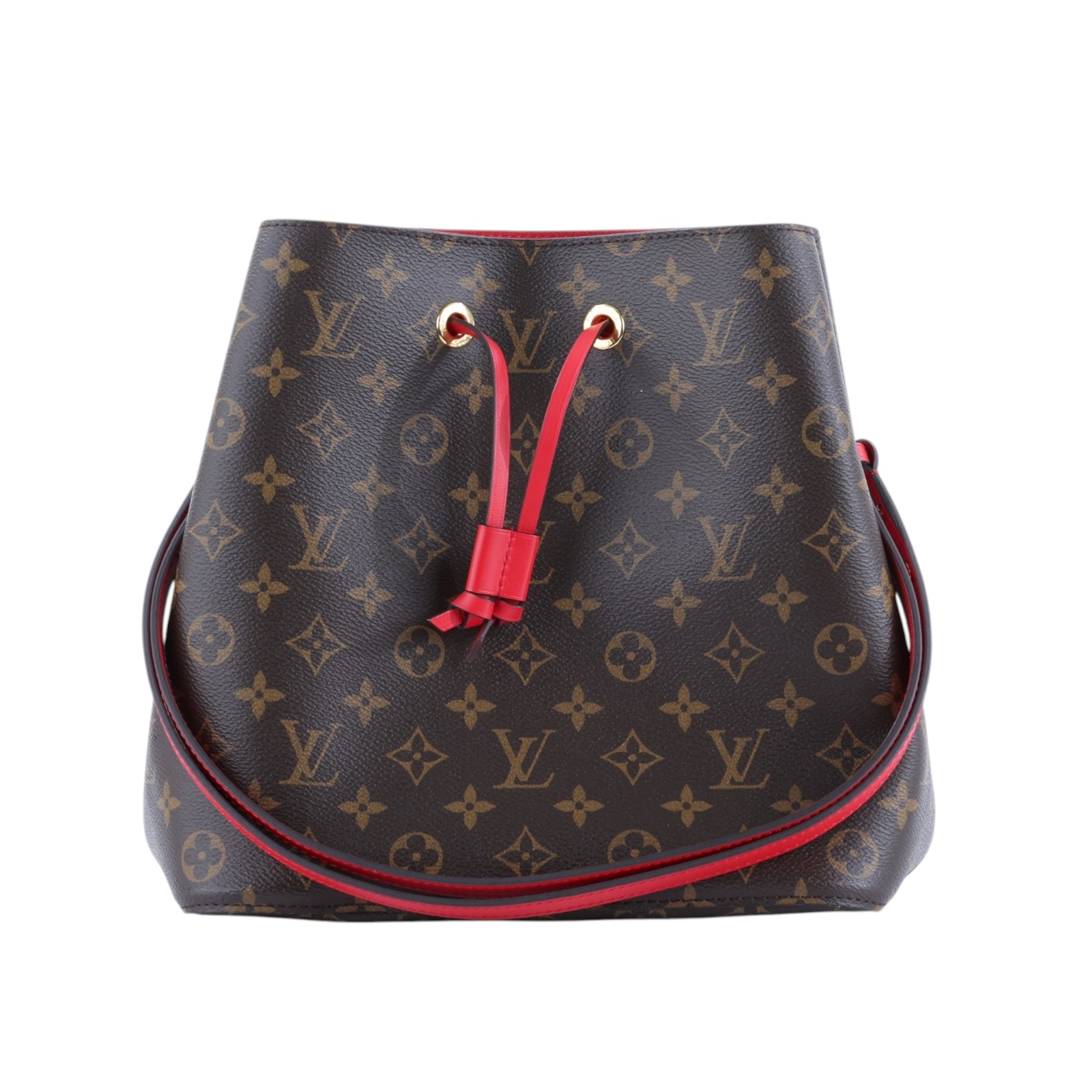 路易威登 LOUIS VUITTON NéoNoé MM 經典帆布 肩背 水桶包 紅色 M44021 原花紅NEONOE水桶包 背帶