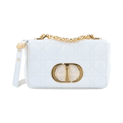 迪奧 CHRISTIAN DIOR Caro 小牛皮 小號 肩背 手袋 M9241UWHC 白金CARO肩背包 小號 原廠盒子/防塵袋