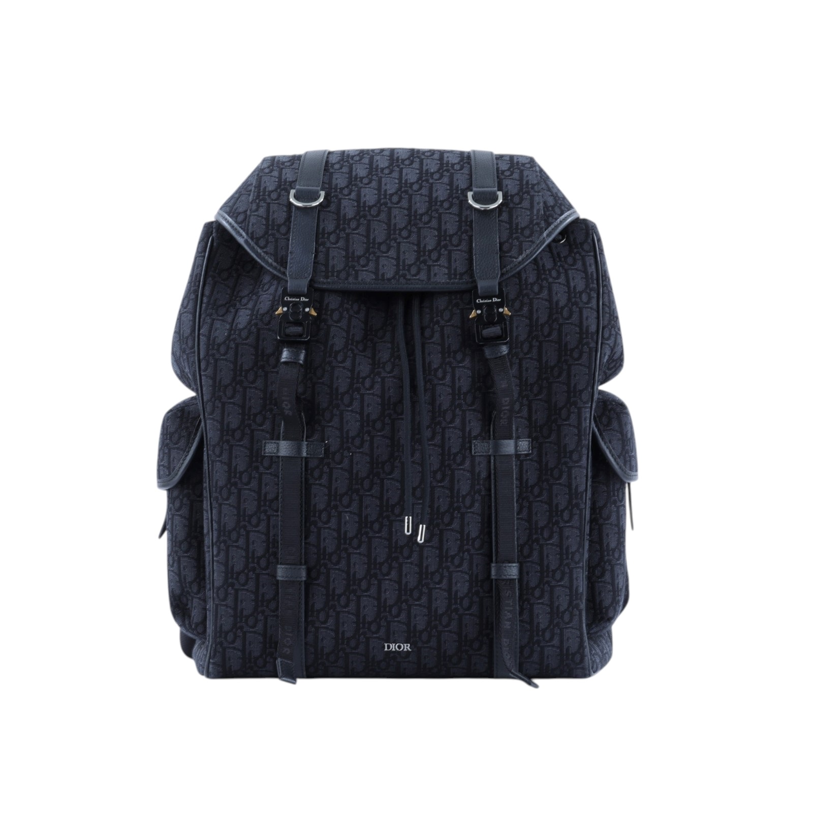 迪奧 CHRISTIAN DIOR Backpack 後背包 1ESBA205YKY 黑緹花Hit the Road 翻蓋後背包 原廠盒子/防塵袋