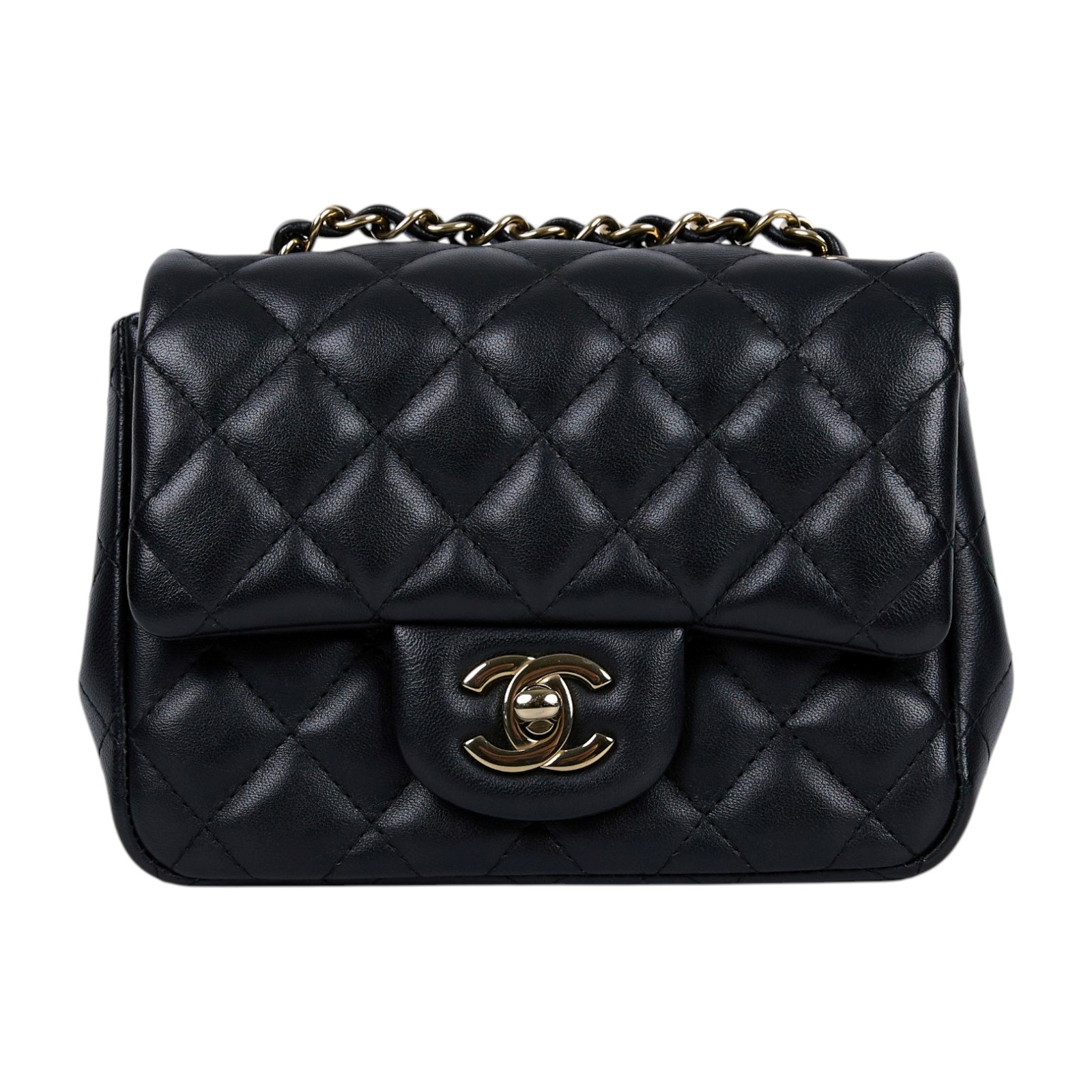 香奈兒 CHANEL CF 方形 迷你 口蓋包 A35200 晶片款 黑金COCO17 原廠盒子/防塵袋