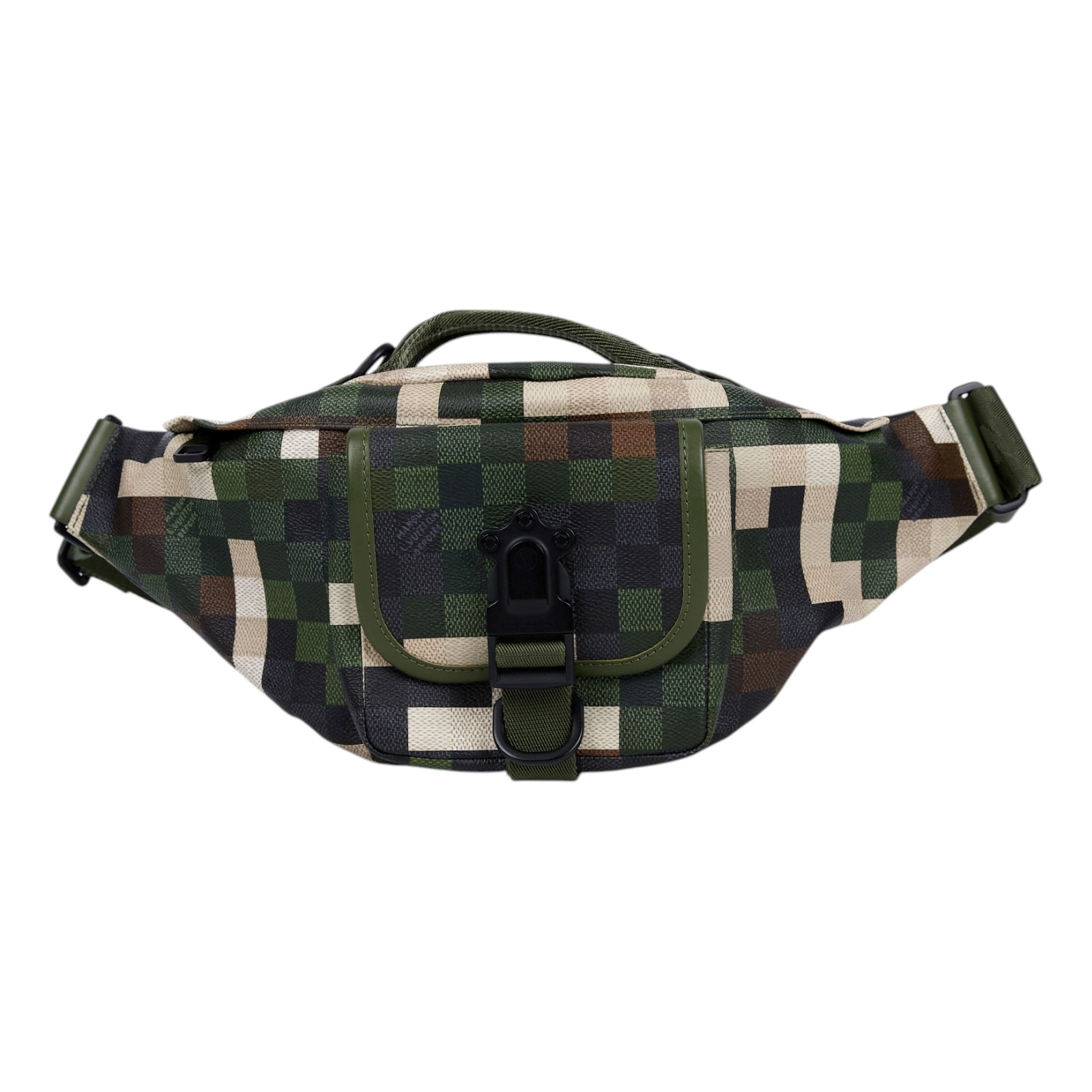 路易威登 LOUIS VUITTON Motion 腰包 斜背包 肩背包 M24446 綠棋盤格腰包 原廠盒子/防塵袋