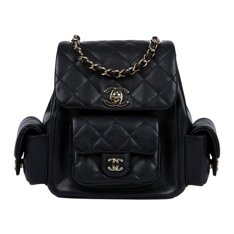 香奈兒 CHANEL 小型 後背包 AS4399 黑銀荔枝牛DUMA後背包 原廠盒子/防塵袋