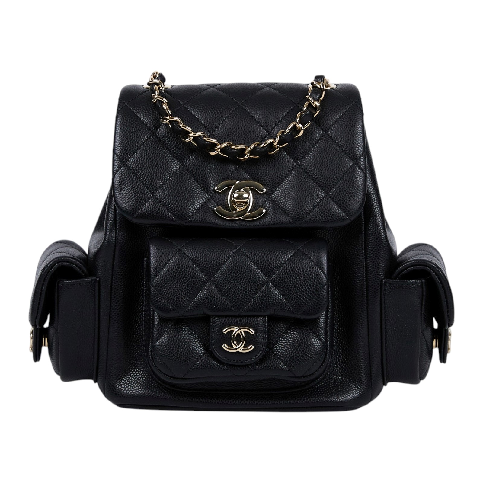 香奈兒 CHANEL 小型 後背包 AS4399 黑銀荔枝牛DUMA後背包 原廠盒子/防塵袋