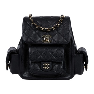 香奈兒 CHANEL 小型 後背包 AS4399 黑銀荔枝牛DUMA後背包 原廠盒子/防塵袋