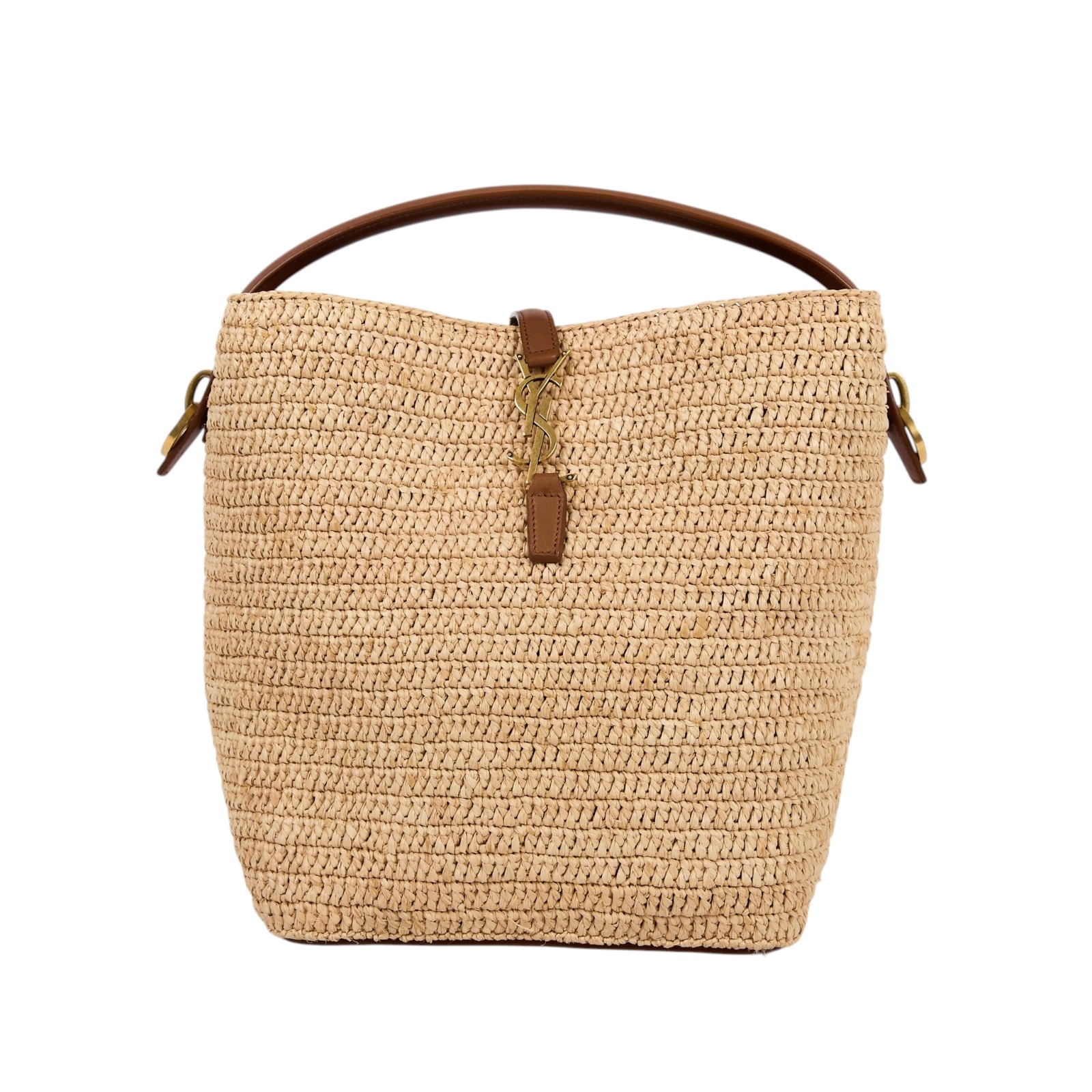 聖羅蘭 YSL SAINT LAURENT le 37 亮面皮革手袋 773991GAAEC 草編手提包 防塵袋/背帶/內袋