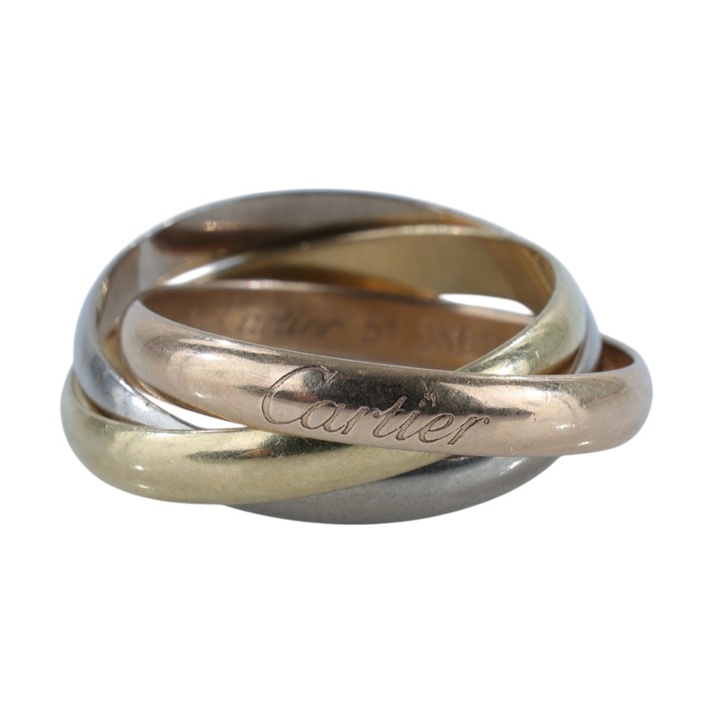 卡地亞 CARTIER Trinity 戒指 B4086151 K18 TRINITY三環戒指#51 原廠盒子/保證卡/購買證明