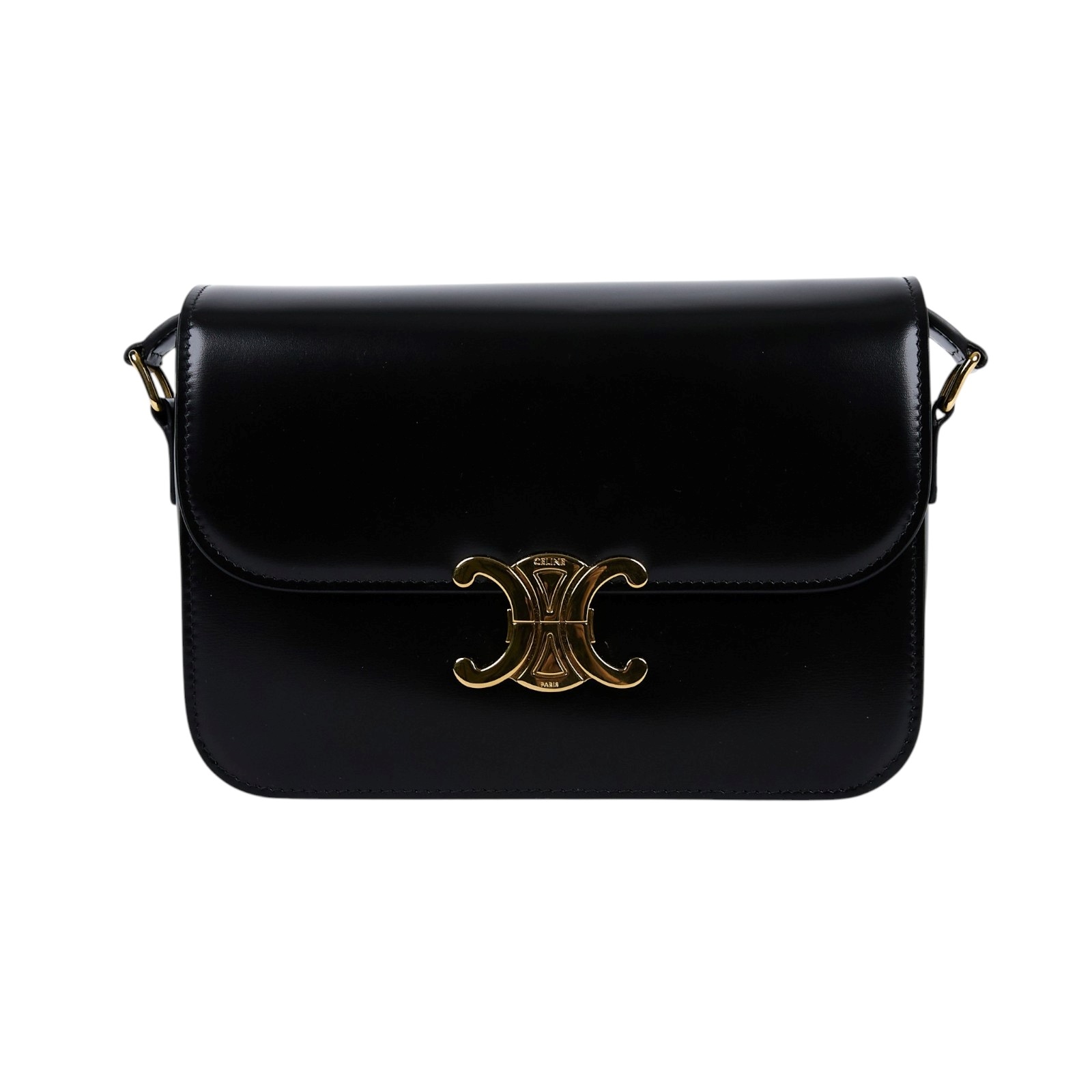 思琳 CELINE 亮面牛皮革 Classique Triomphe 凱旋門 肩背包 187363BF4  原廠盒子/防塵袋/購買證明