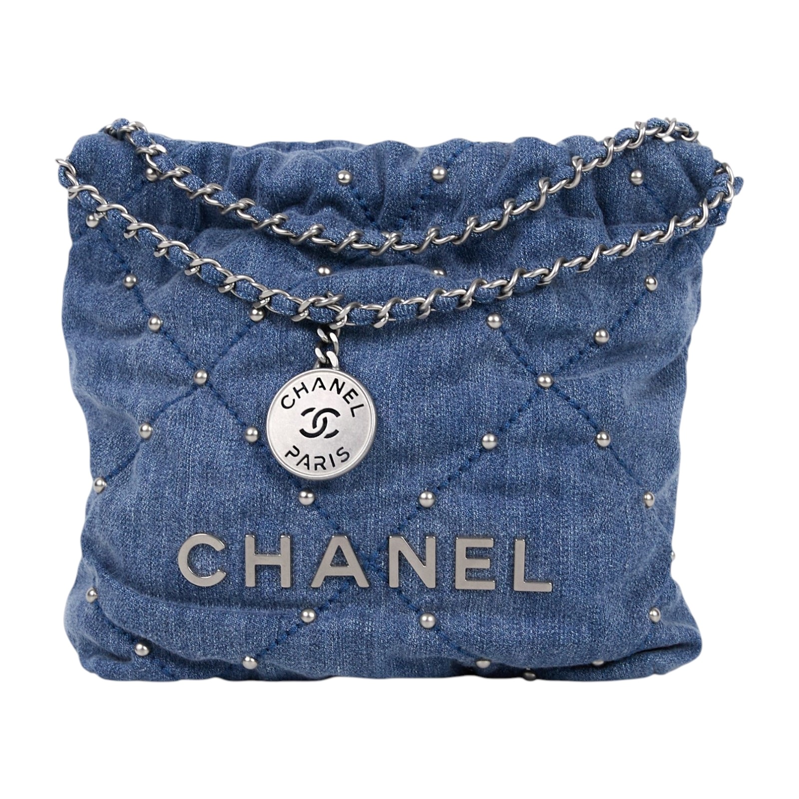 香奈兒 CHANEL 22 迷你 束口包 AS3980 晶片款 牛仔鉚釘22包MINI 新版 防塵袋/背帶