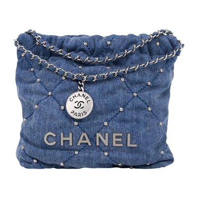 香奈兒 CHANEL 22 迷你 束口包 AS3980 晶片款 牛仔鉚釘22包MINI 新版 防塵袋/背帶