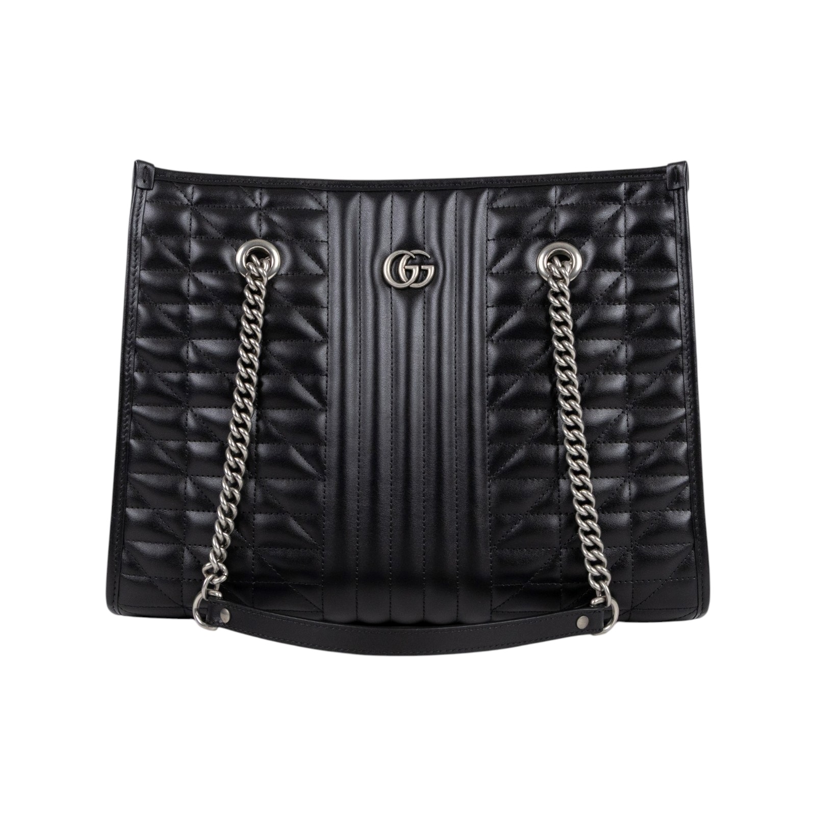 古馳 GUCCI GG Marmont 手提包 肩背包 675796. 525040 黑銀MARMONT TOTE 原廠盒子/防塵袋/購買證明