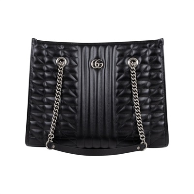 古馳 GUCCI GG Marmont 手提包 肩背包 675796. 525040 黑銀MARMONT TOTE 原廠盒子/防塵袋/購買證明