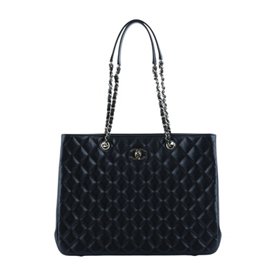香奈兒 CHANEL CC logo 肩背 托特包 A91046 晶片款 黑荔枝淡金扣 TOTE 原廠盒子/防塵袋