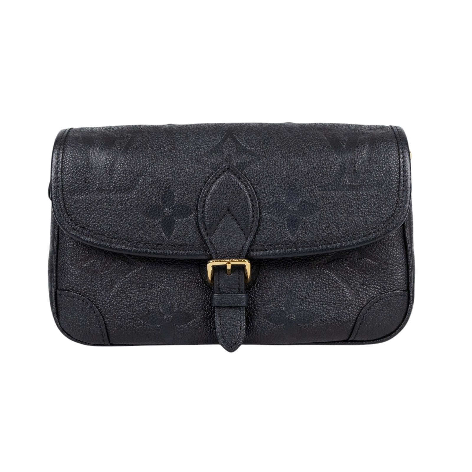 路易威登 LOUIS VUITTON Diane 腋下包法棍 單肩背包 黑色 M46386 晶片款 黑壓紋Diane金釦側背包 原廠盒子/防塵袋/背帶2