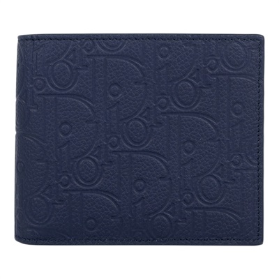 迪奧 CHRISTIAN DIOR 短夾 錢包 皮夾 2ESBH027GLF 藍緹花壓紋對開短夾 原廠盒子/防塵袋