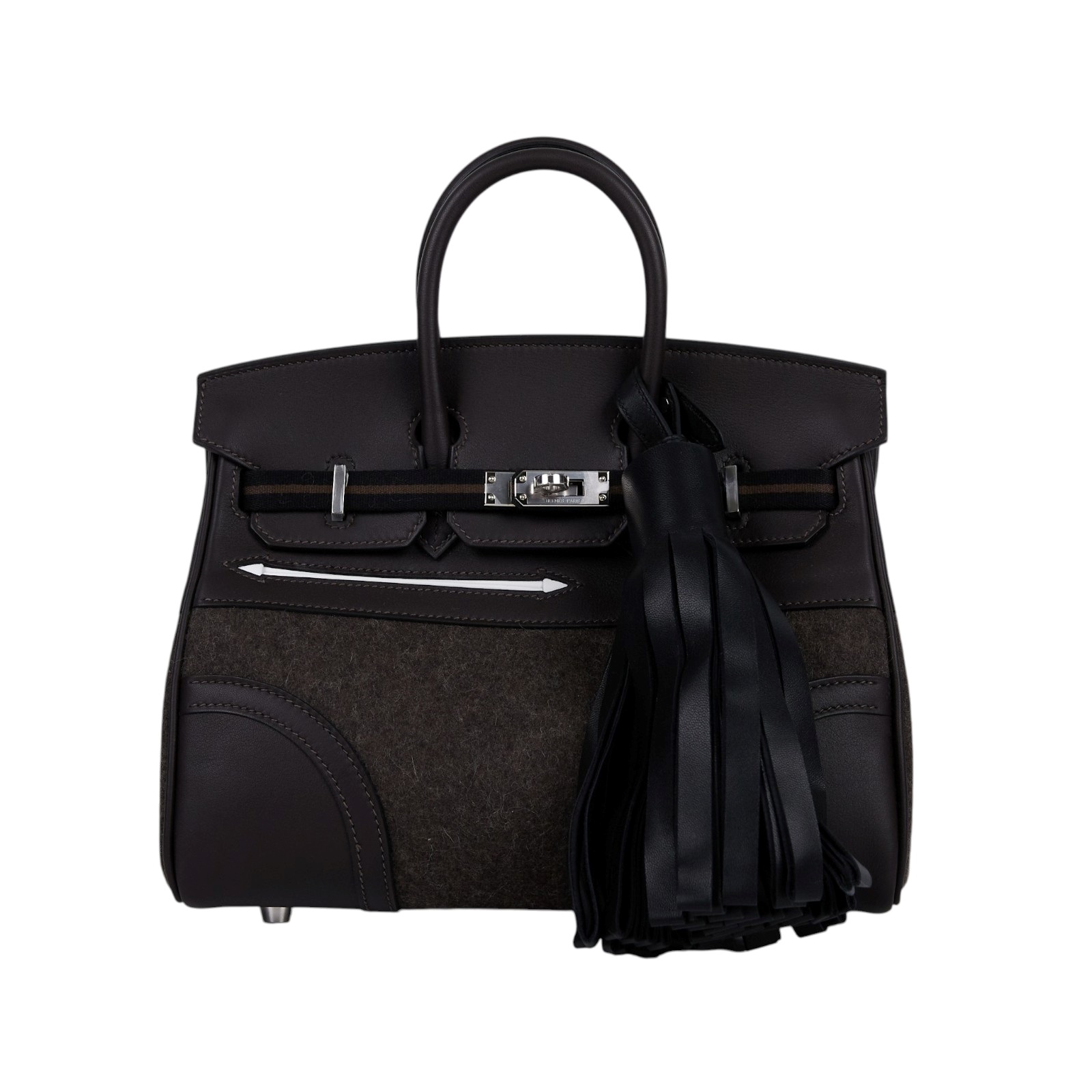 愛馬仕 Hermes Birkin Bag 柏金包 25 Go Team 銀色五金 烏木色 H084950CKAD RN1031  原廠盒子/防塵袋3/鎖組/流蘇/購買證明影本
