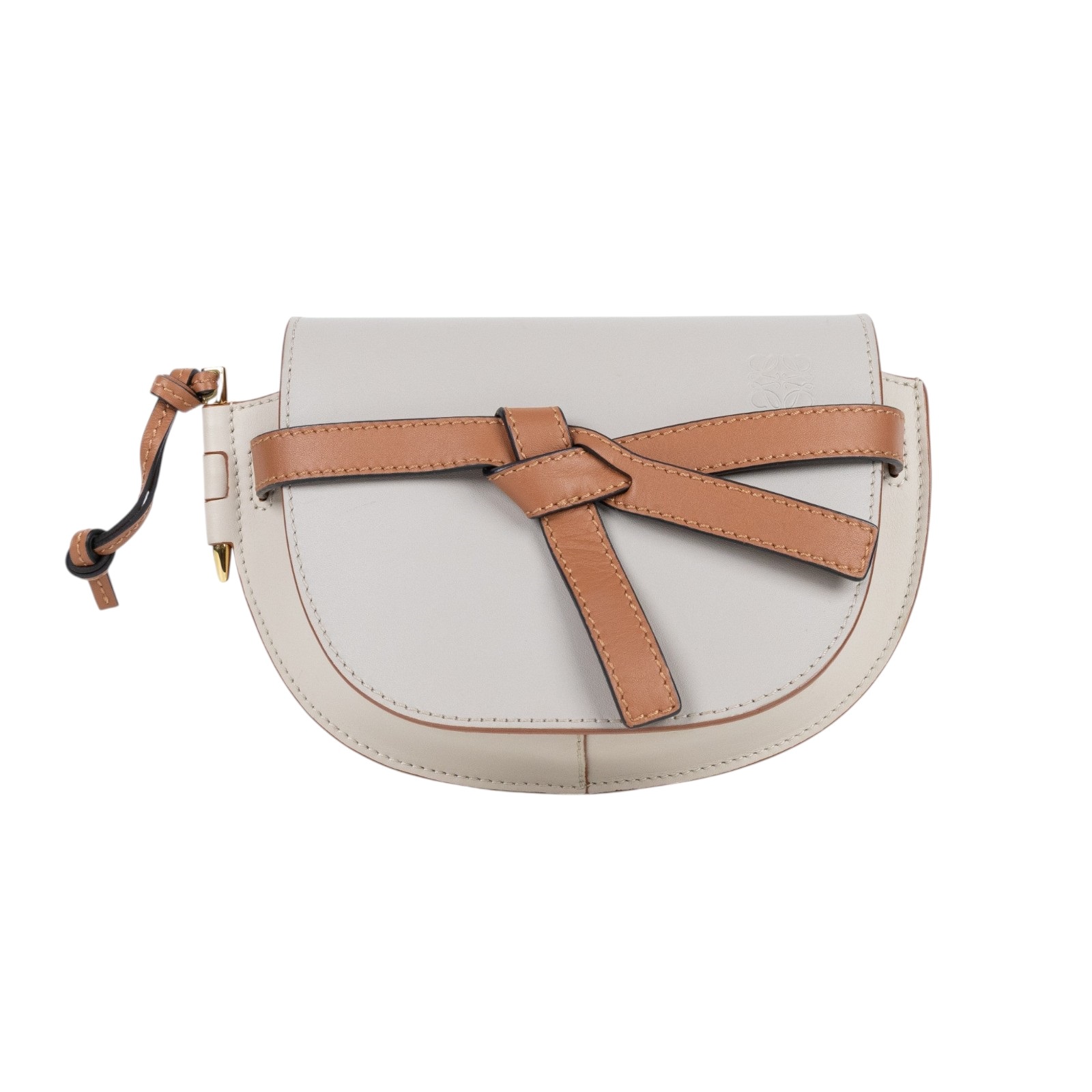 羅意威 LOEWE Mini Gate Dual bag 迷你 小牛皮 肩背包 A650N46X12 淺灰拚焦糖GATE MINI 原廠盒子/防塵袋