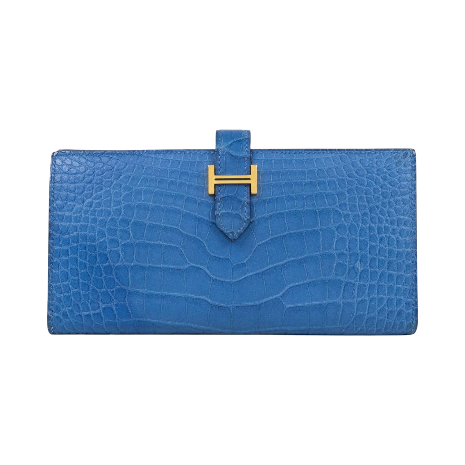 愛馬仕 Hermes Bearn Soufflet 長夾 金色五金 馬賽克藍色 H048601CCI7 /Z PN 006 PY  原廠盒子/購買證明/瀕臨絕種野生動植物國際貿易公約