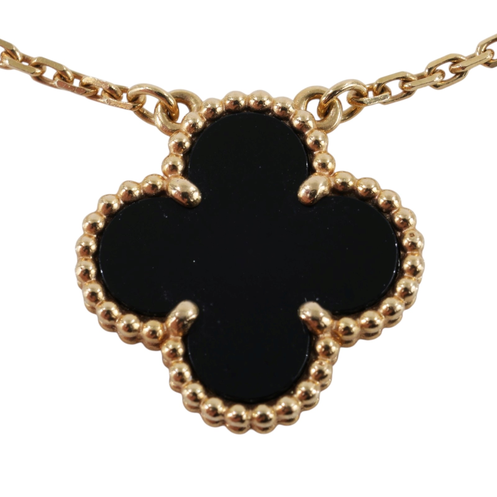 梵克雅寶 Van Cleef & Arpels Vintage Alhambra 吊墜 小型 VCARA45800 YG 黑縞瑪瑙VINTAGE項鍊 無附屬品