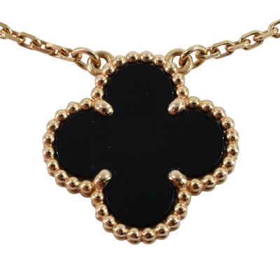 梵克雅寶 Van Cleef & Arpels Vintage Alhambra 吊墜 小型 VCARA45800 YG 黑縞瑪瑙VINTAGE項鍊 無附屬品