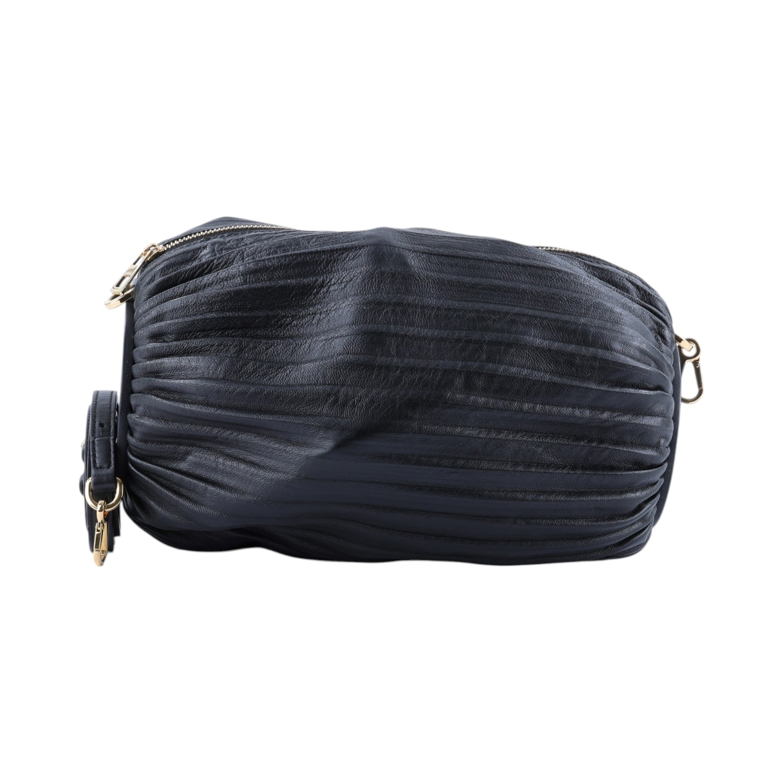 羅意威 LOEWE 褶皺納帕小羊皮 手鍊包 A912P84X27 黑皺褶肩背包 防塵袋/背帶
