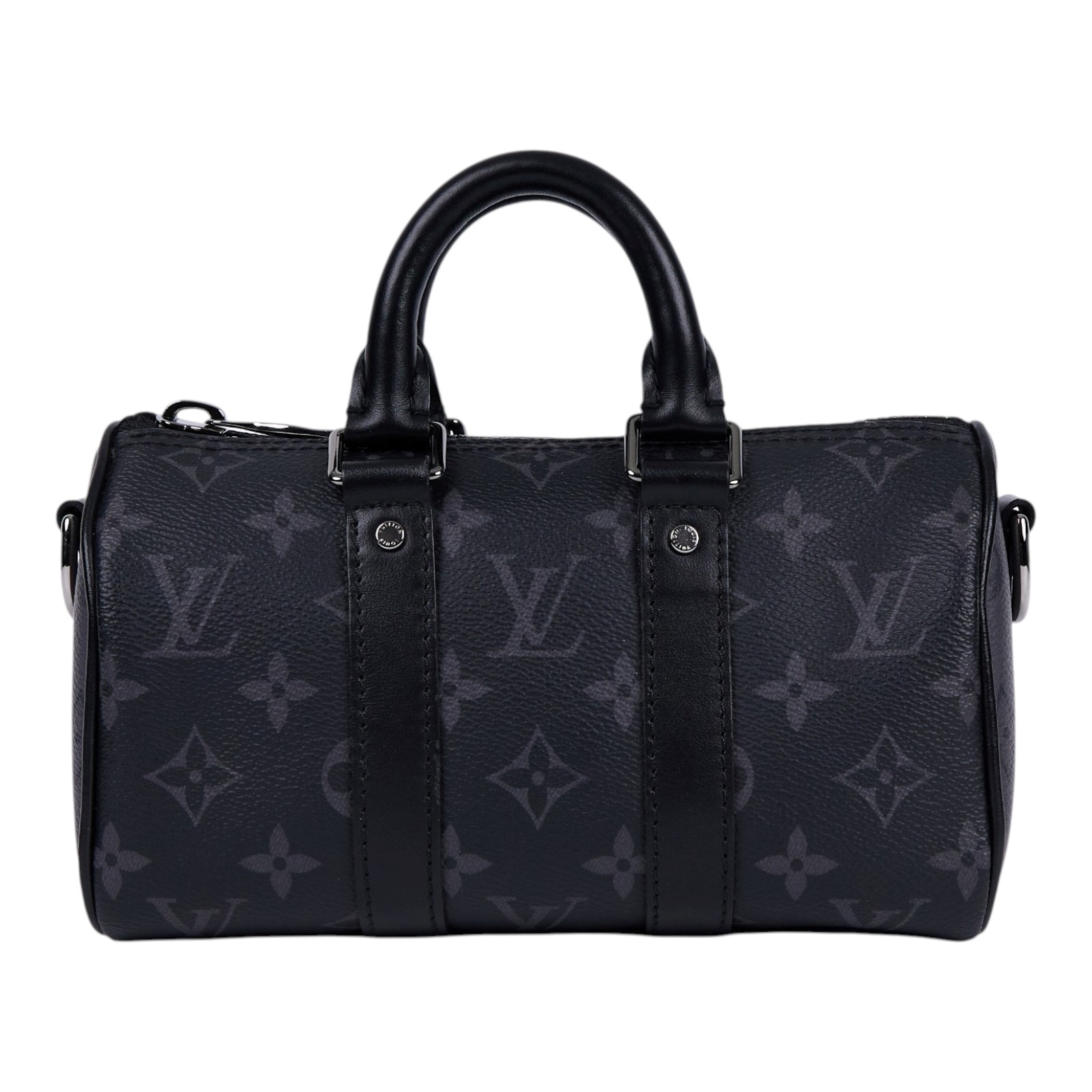 路易威登 LOUIS VUITTON KEEPALL XS 老花 小款 圓筒 側背包   M45947 晶片款 黑原花KEEPALL XS 原廠盒子/背帶
