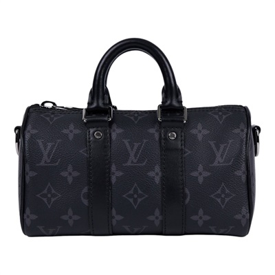 路易威登 LOUIS VUITTON KEEPALL XS 老花 小款 圓筒 側背包   M45947 晶片款 黑原花KEEPALL XS 原廠盒子/背帶
