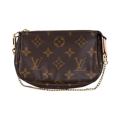 路易威登 LOUIS VUITTON Monogram塗層帆布 鏈帶 迷你小皮包 M58009 原花POUCH 無附屬品