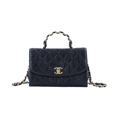 香奈兒 CHANEL Handle 手提 肩背 口蓋包 AS2478 B05514 31開 黑皺褶小羊皮提把翻蓋包 23CM 原廠盒子/保證卡/防塵袋/購買證明