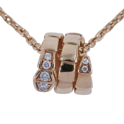 寶格麗 BVLGARI Serpenti Viper 項鏈 357794 RG 18K SERPENTI VIPER 帶鑽項鍊 無附屬品