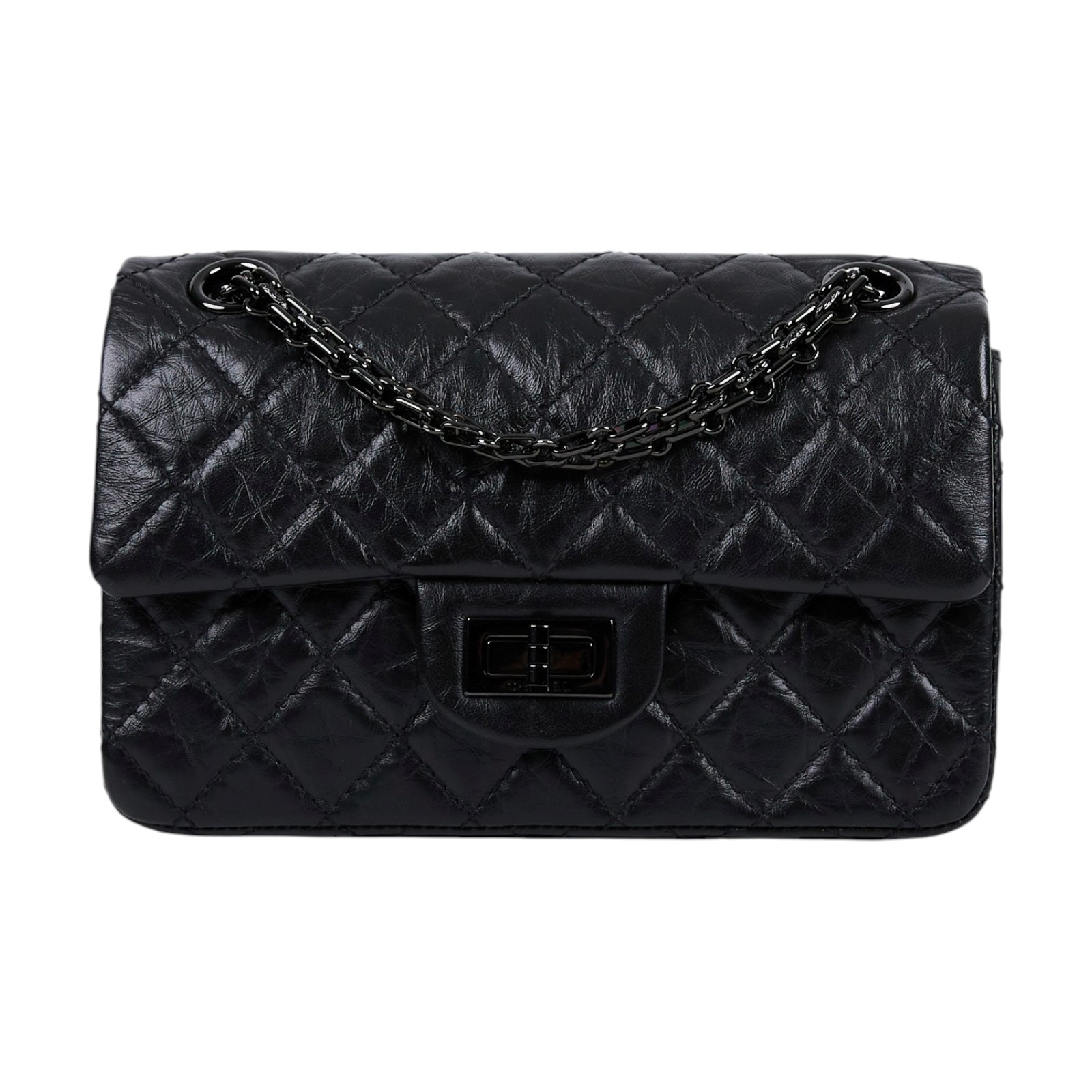 香奈兒 CHANEL 2.55 迷你 口蓋包 AS0874 Y83608 晶片款 SO BLACK2.55 20CM 防塵袋/購買證明影本
